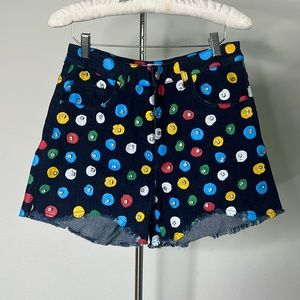 🔹 Swank A Posh Polka Dot Denim Shorts with Crystal Embellishments